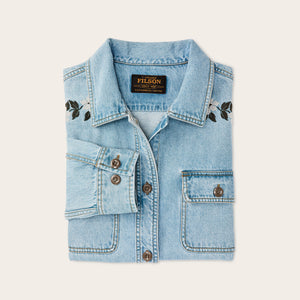 Women's embroidered denim shirt par Filson | Pale indigo (Blue)