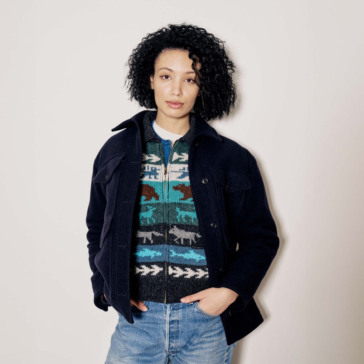 Women's mackinaw wool cruiser jacket by Filson Navy (Blue)