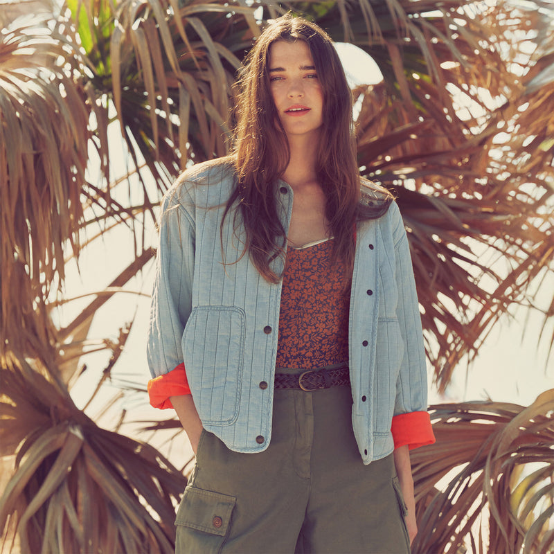 Giacca trapuntata in chambray da donna di Filson | Light indigo chambray (Blue)