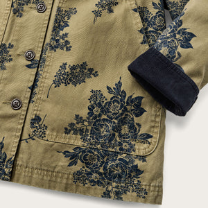 Women's canvas barn coat par Filson | Olive / floral print (Green)