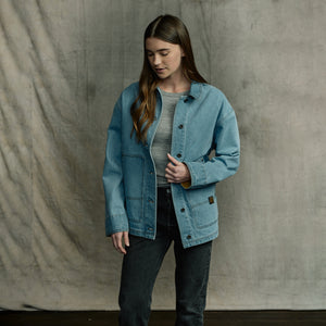 Women’s denim barn coat by Filson | Stone wash indigo (Blue)
