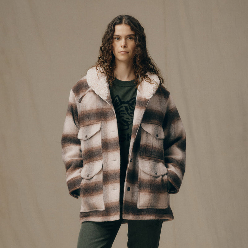 Women’s kodiak shawl collar coat by Filson | Cream / brown shadow (Beige)