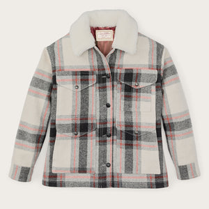 Women’s mackinaw wool shearling cruiser jacket by Filson | Cream / red / black (Multicolor)