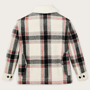 Women’s mackinaw wool shearling cruiser jacket by Filson | Cream / red / black (Multicolor)