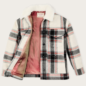 Women’s mackinaw wool shearling cruiser jacket by Filson | Cream / red / black (Multicolor)