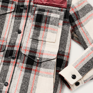Women’s mackinaw wool shearling cruiser jacket by Filson | Cream / red / black (Multicolor)