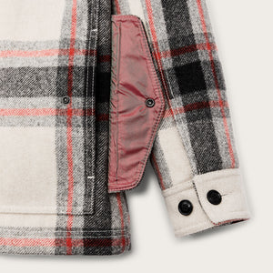 Women’s mackinaw wool shearling cruiser jacket by Filson | Cream / red / black (Multicolor)