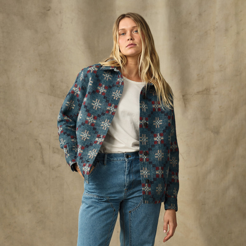 Women's wool overshirt by Filson | Turquoise / multi ja (Blue)
