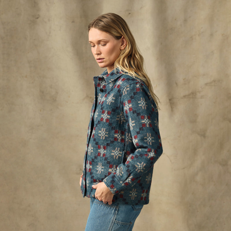 Women's wool overshirt by Filson | Turquoise / multi ja (Blue)