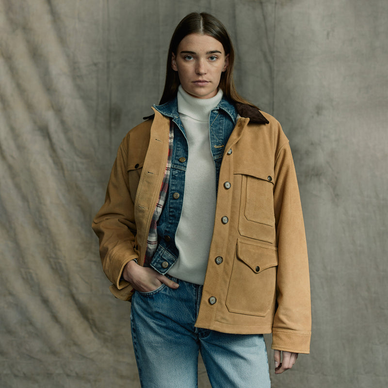 Giacca cruiser in pelle scamosciata da donna di Filson | Dark tan