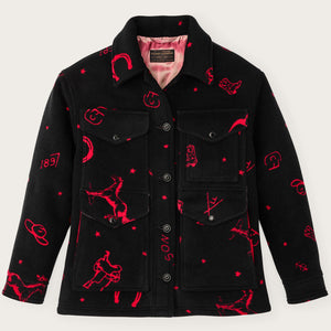 Giacca cruiser in lana jacquard da donna di Filson | Black / red western