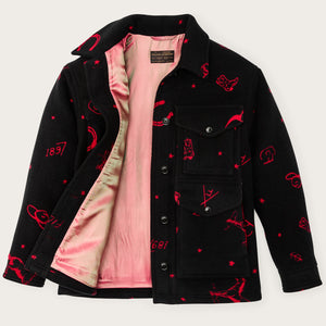 Giacca cruiser in lana jacquard da donna di Filson | Black / red western