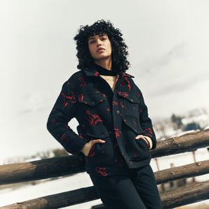 Giacca cruiser in lana jacquard da donna di Filson | Black / red western