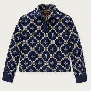 Women's colchuck short jacket di Filson | Navy / sage jacquard (Blue)