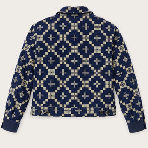 Women's colchuck short jacket di Filson | Navy / sage jacquard (Blue)