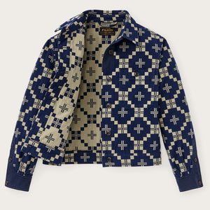 Women's colchuck short jacket di Filson | Navy / sage jacquard (Blue)