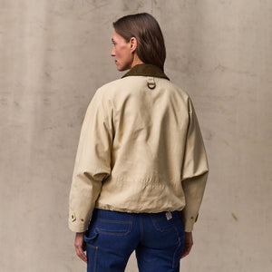 Women's dry wax short work jacket di Filson | Quail tan (Yellow)