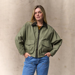 Women's dry wax short work jacket di Filson | Slate olive (Green)