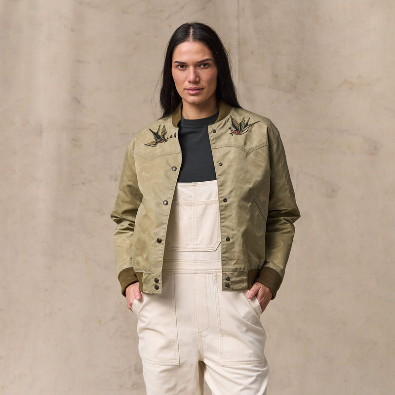 Women's western satin jacket by Filson | Silver sage (Beige)