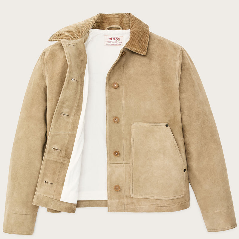 Women's short suede barn jacket by Filson | Light gray (Beige)