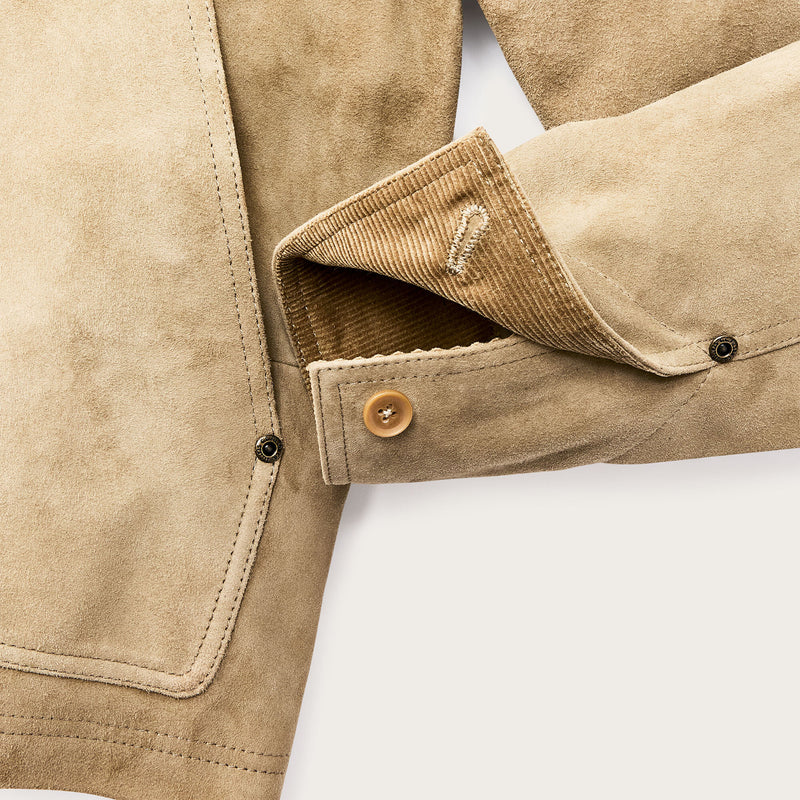 Women's short suede barn jacket by Filson | Light gray (Beige)