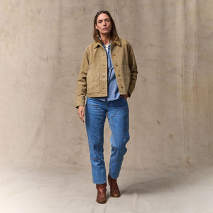 Women's short suede barn jacket by Filson | Light gray (Beige)