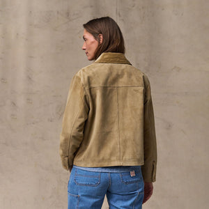 Women's short suede barn jacket by Filson | Light gray (Beige)