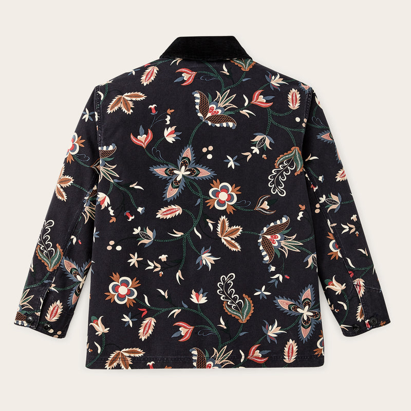 Women's canvas barn coat by Filson | India ink print (Blue)