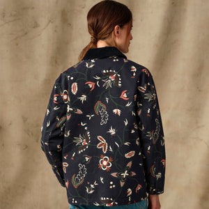 Women's canvas barn coat by Filson | India ink print (Blue)