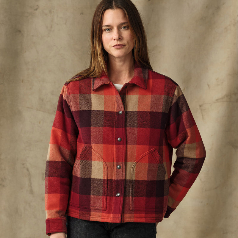 Women's spokane insulated jacket par Filson | Red / burgundy plaid (Red)