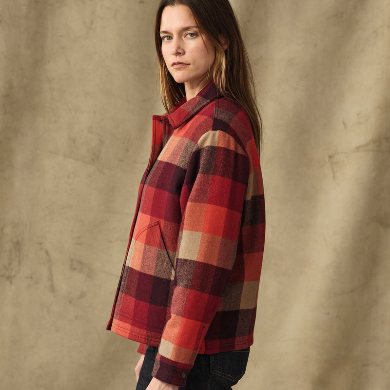 Women's spokane insulated jacket par Filson | Red / burgundy plaid (Red)