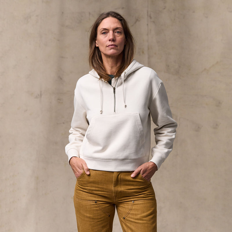 Women's french terry half-zip hoodie di Filson | Ivory (White)