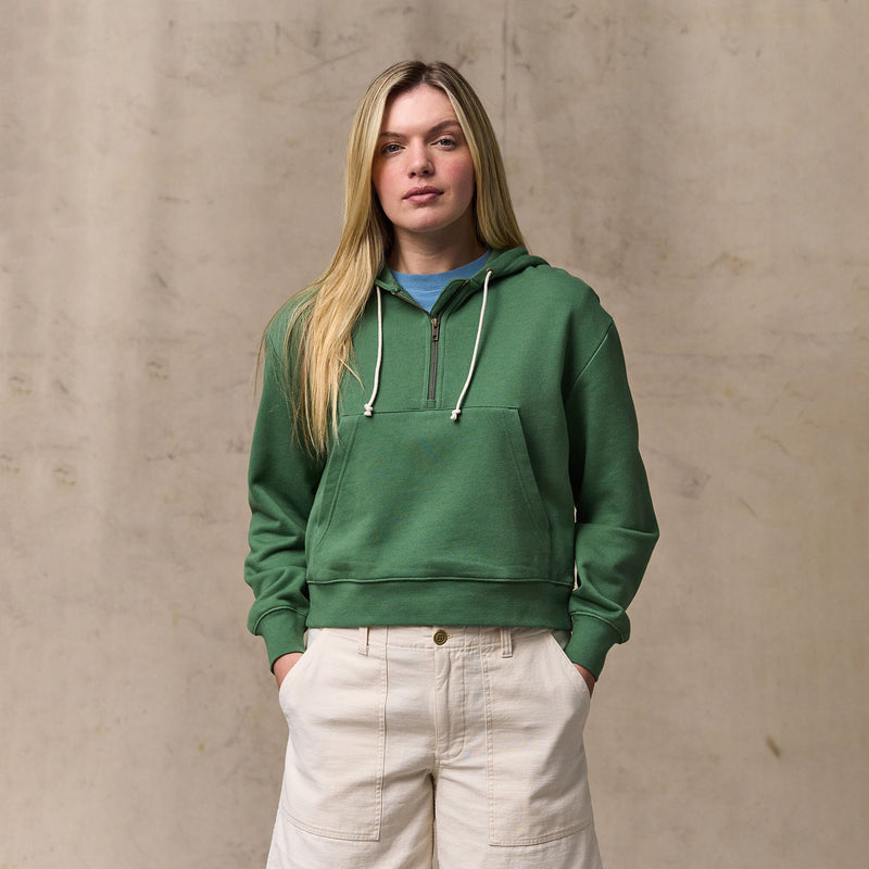 Women's french terry half-zip hoodie di Filson | Light forest (Green)