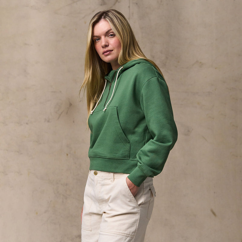 Women's french terry half-zip hoodie di Filson | Light forest (Green)
