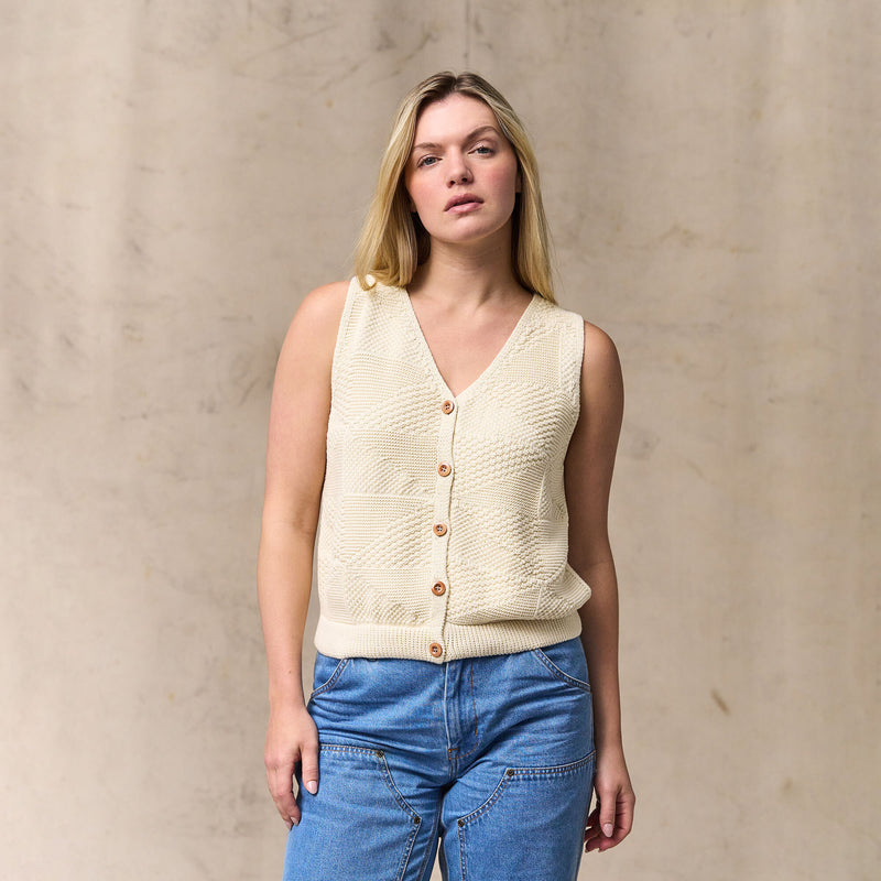 Women's cotton sweater vest by Filson | Ivory (White)