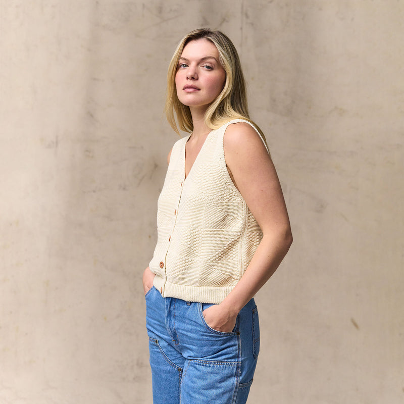 Women's cotton sweater vest by Filson | Ivory (White)