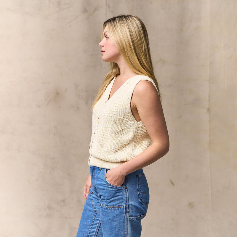 Women's cotton sweater vest by Filson | Ivory (White)