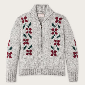 Women’s zippered wool sweater by Filson | Gray flower (Gray)