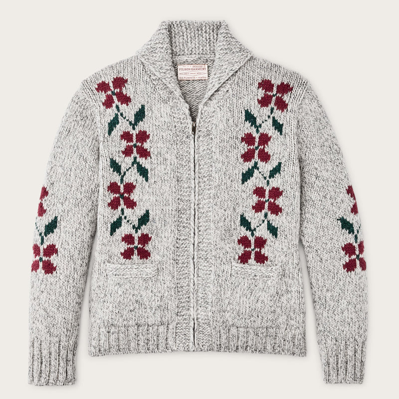 Women’s zippered wool sweater by Filson | Gray flower (Gray)