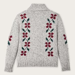 Women’s zippered wool sweater by Filson | Gray flower (Gray)