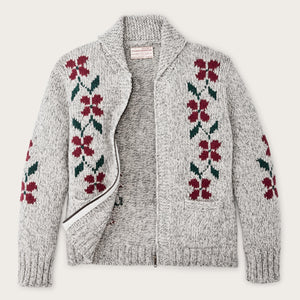 Women’s zippered wool sweater by Filson | Gray flower (Gray)