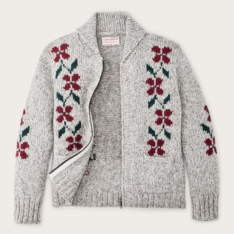 Women’s zippered wool sweater by Filson | Gray flower (Gray)