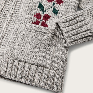 Women’s zippered wool sweater by Filson | Gray flower (Gray)