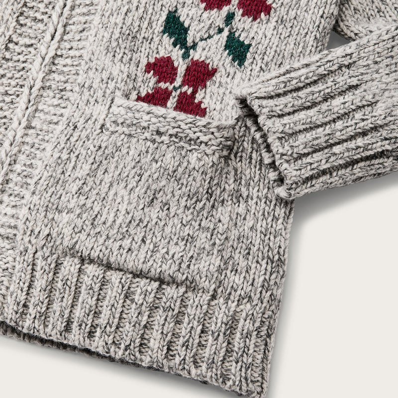 Women’s zippered wool sweater by Filson | Gray flower (Gray)