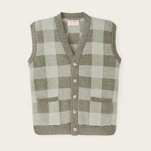 Women’s wool cardigan vest by Filson | Olive check (Green)