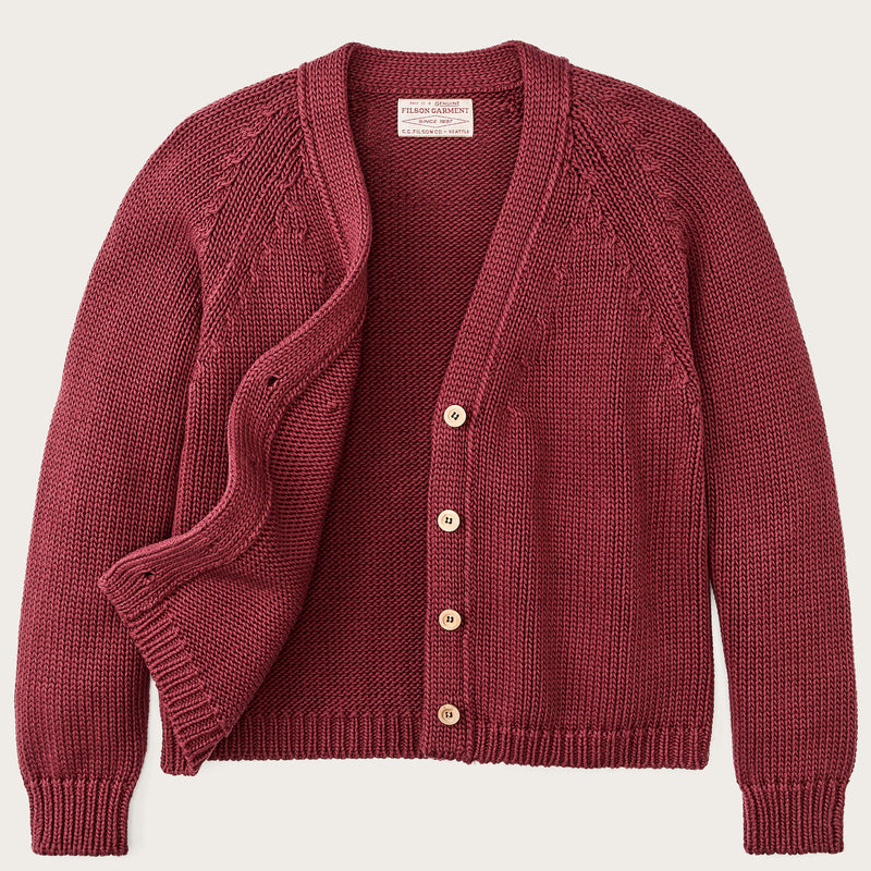 Cardigan rustic in cotone da donna di Filson | Burgundy
