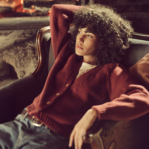 Cardigan rustic in cotone da donna di Filson | Burgundy