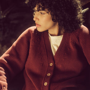Cardigan rustic in cotone da donna di Filson | Burgundy