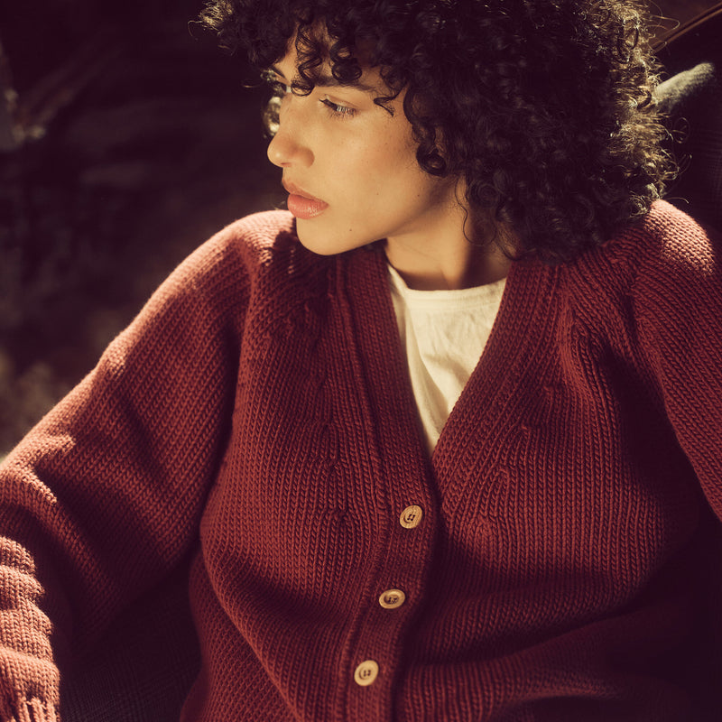 Cardigan rustic in cotone da donna di Filson | Burgundy