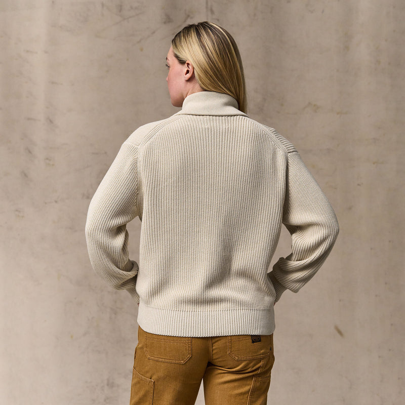 Women's cotton shawl neck cardigan by Filson | Natural (White)